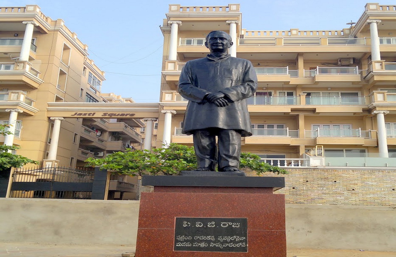 Statue of Dr. P.V.G. Raju at Beach Road, Visakhapatnam